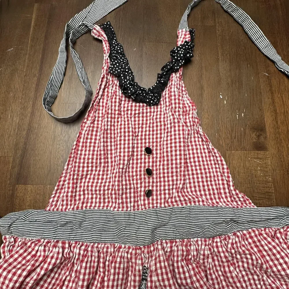 Sur La Table Apron Womens One Size Gingham Ruffle Paris Eiffel Tower Polka Dot